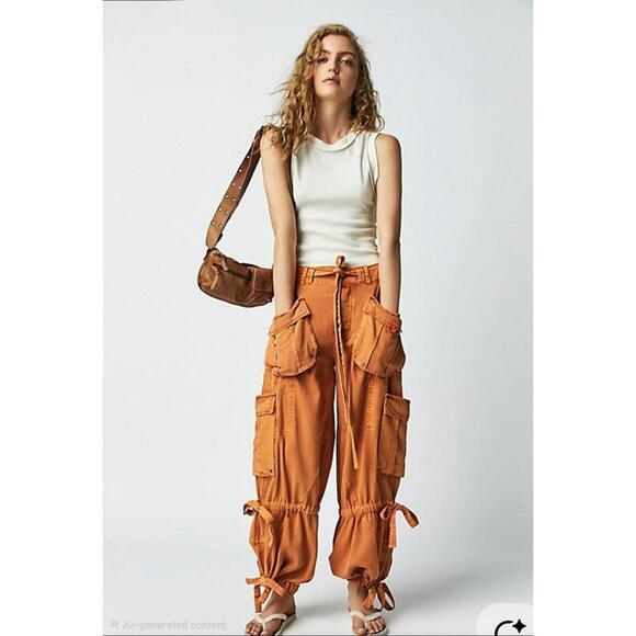 #407 - Free People Sky Parachute Trousers Size Medium NWT Wide Leg Pants - Picture 1 of 3